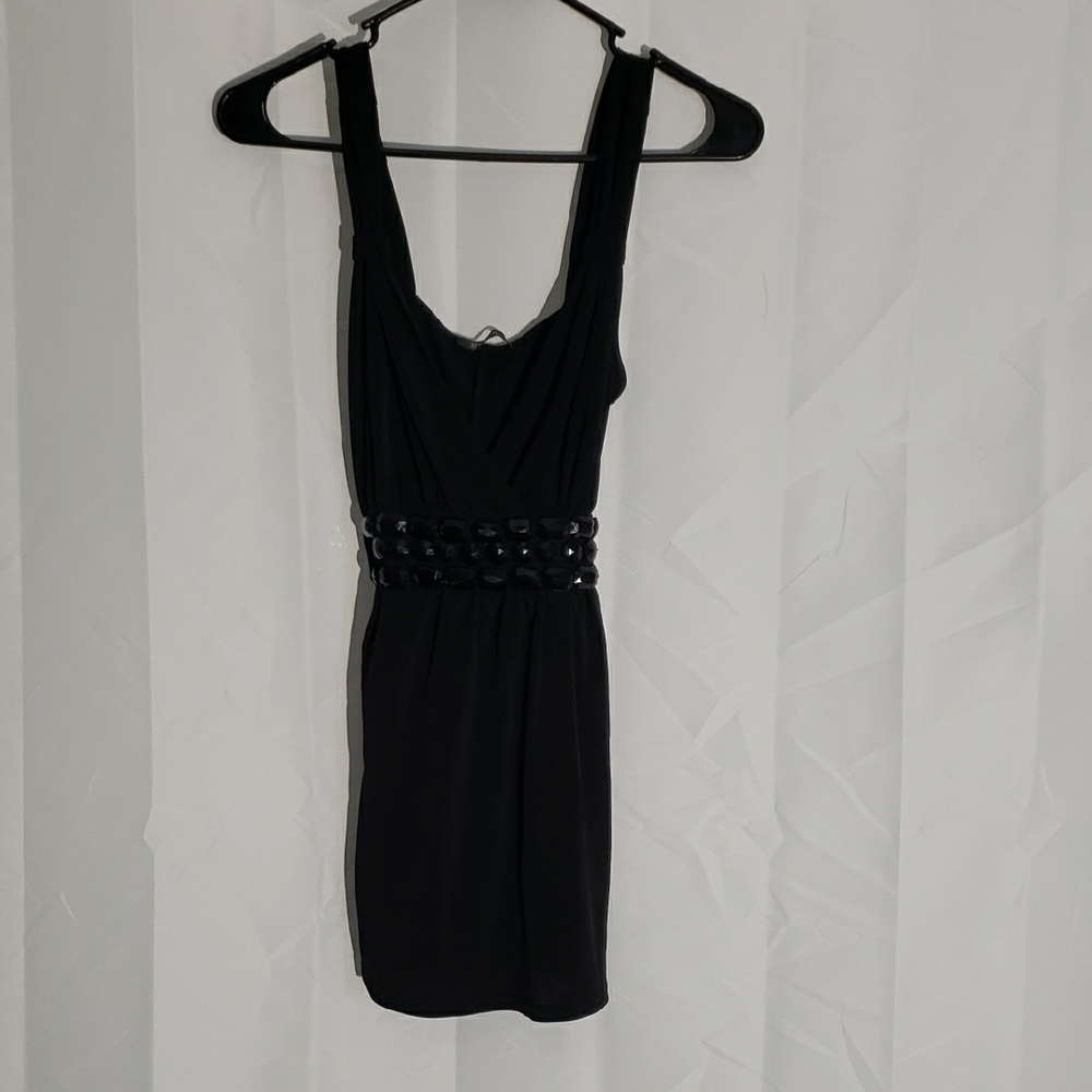 Y2K Vintage Black 'Bejeweled' Sleeveless Top. Size Medium.